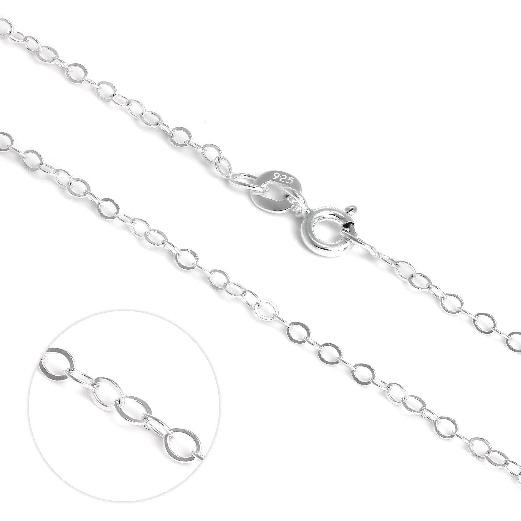 Light Sterling Silver Flat Cable Chain Necklace 16 - 22 Inches