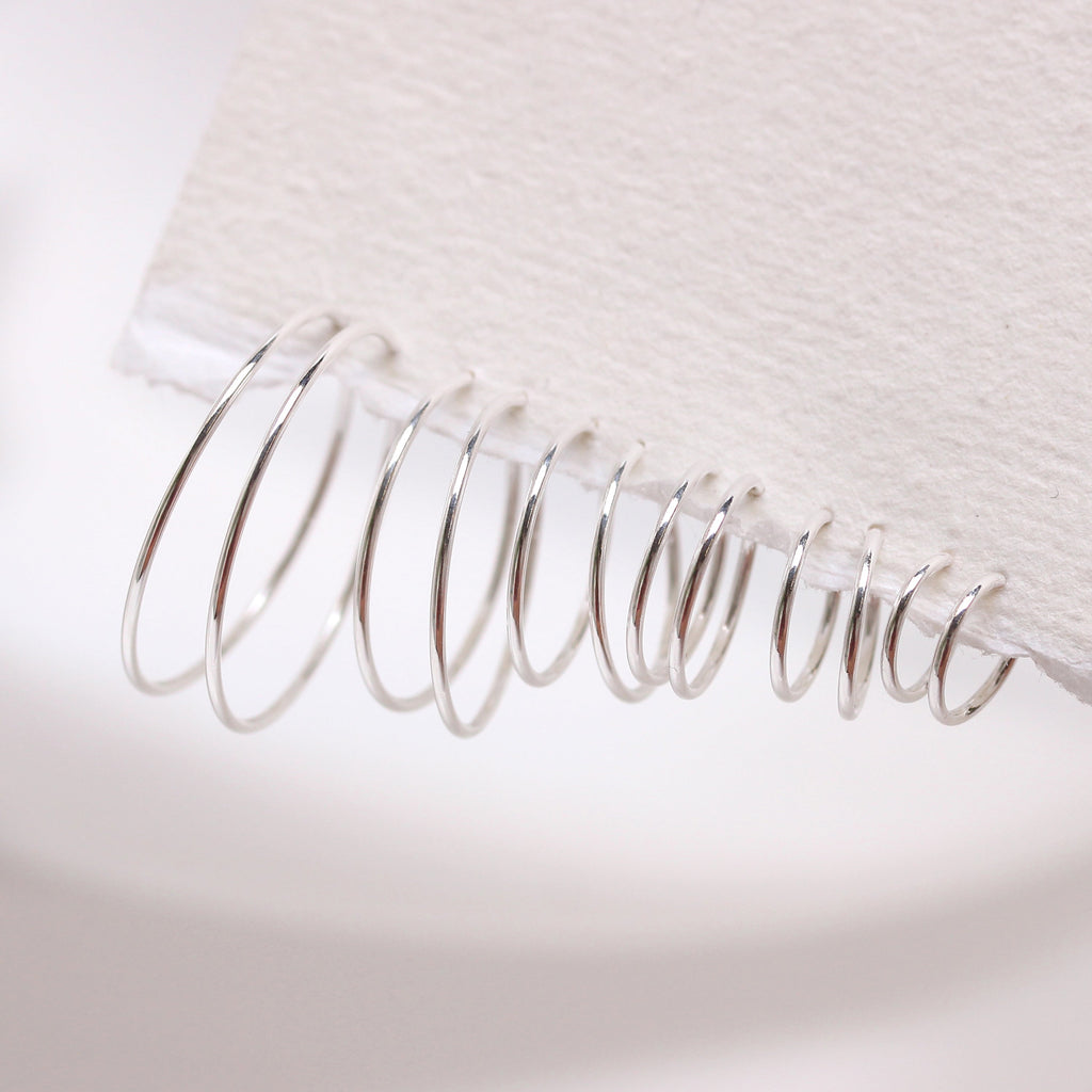 Sterling Silver Lightweight Sleeper Hoop Earrings 8mm - 22mm