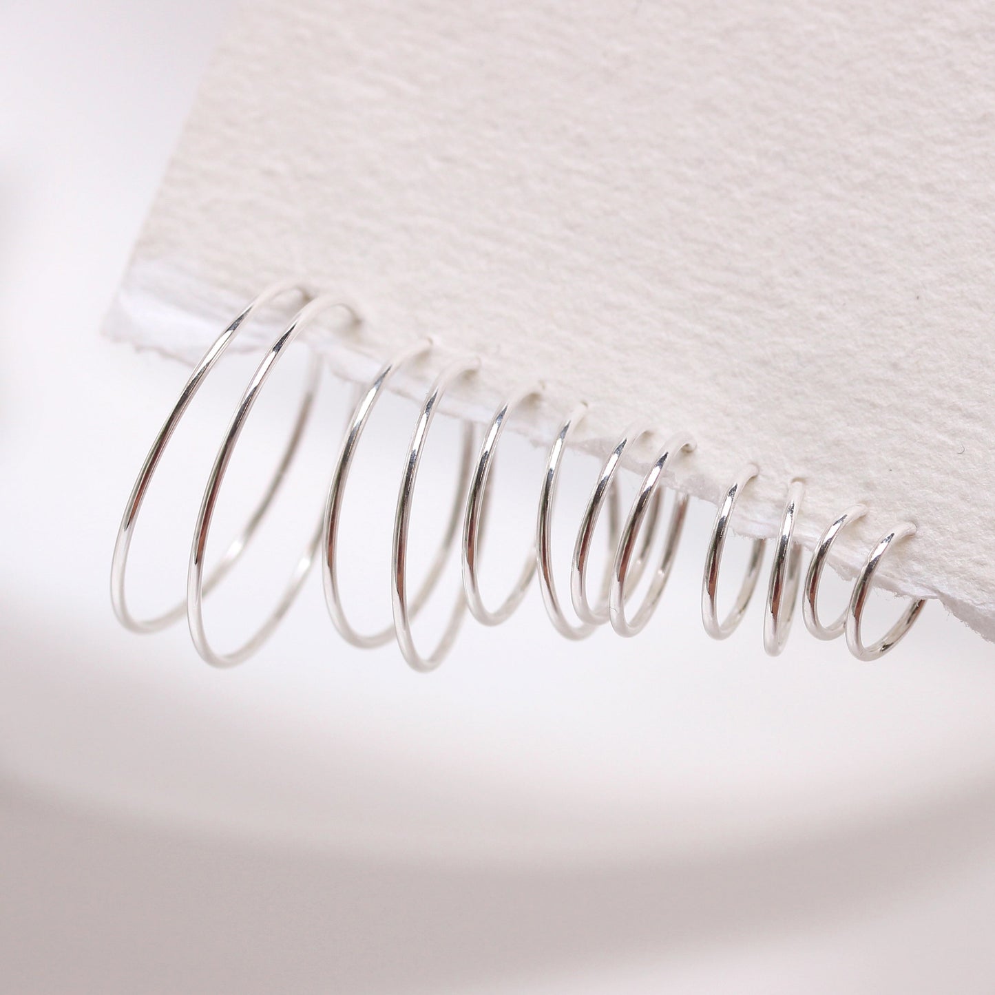 Sterling Silver Lightweight Sleeper Hoop Earrings 8mm - 22mm