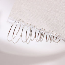 Sterling Silver Lightweight Sleeper Hoop Earrings 8mm - 22mm