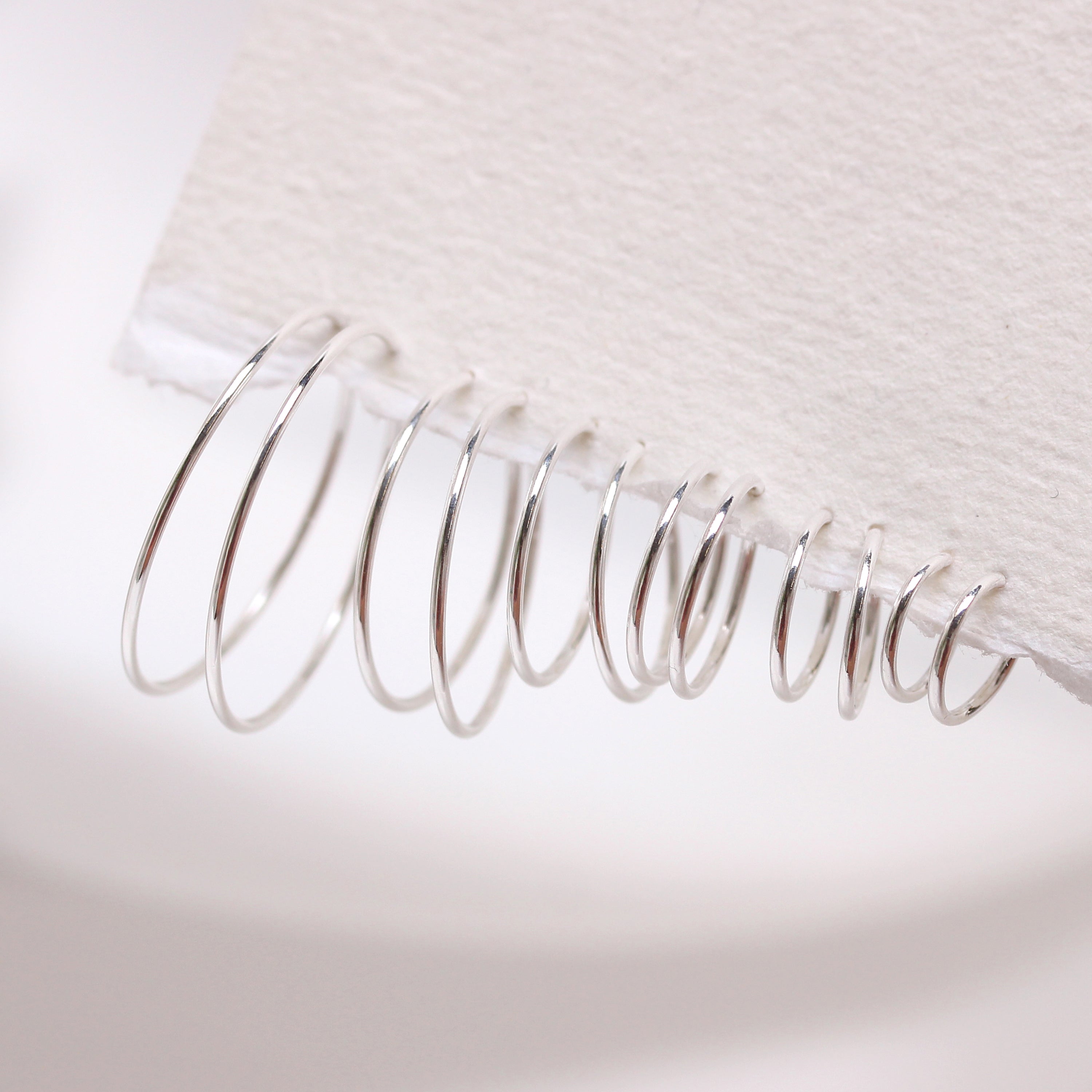 Sterling Silver Lightweight Sleeper Hoop Earrings 8mm - 22mm