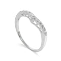 Sterling Silver & CZ Crystal Wishbone Ring with Hearts Size I - W