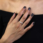 Sterling Silver & CZ Crystal Wishbone Ring with Hearts Size I - W