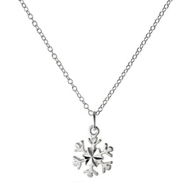 Sterling Silver 18 Inch Diamond Cut Snowflake Necklace
