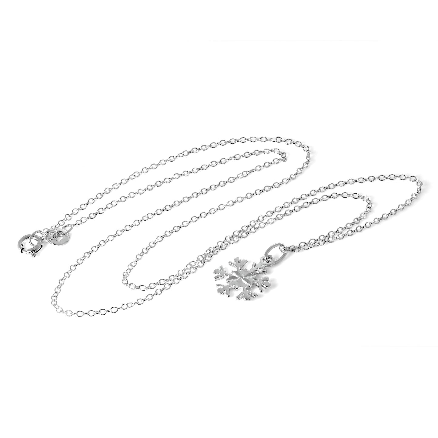 Sterling Silver 18 Inch Diamond Cut Snowflake Necklace