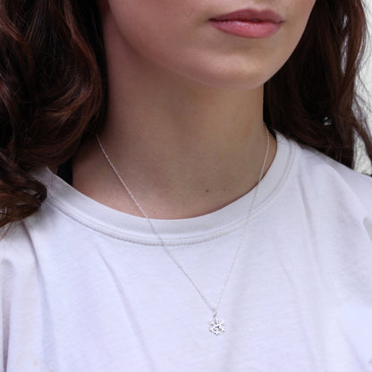 Sterling Silver 18 Inch Diamond Cut Snowflake Necklace
