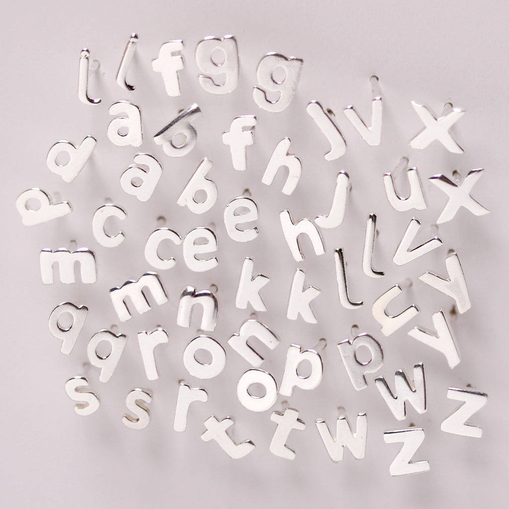 Sterling Silver Alphabet Letter Stud Earrings