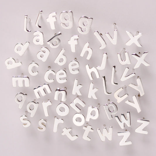 Sterling Silver Alphabet Letter Stud Earrings