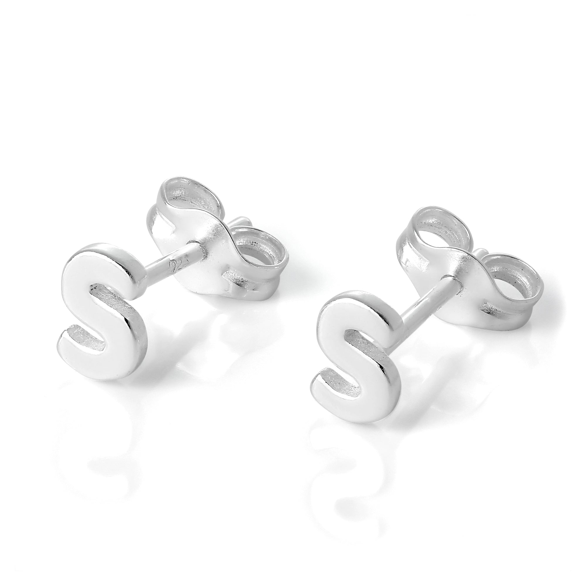 Sterling Silver Alphabet Letter Stud Earrings