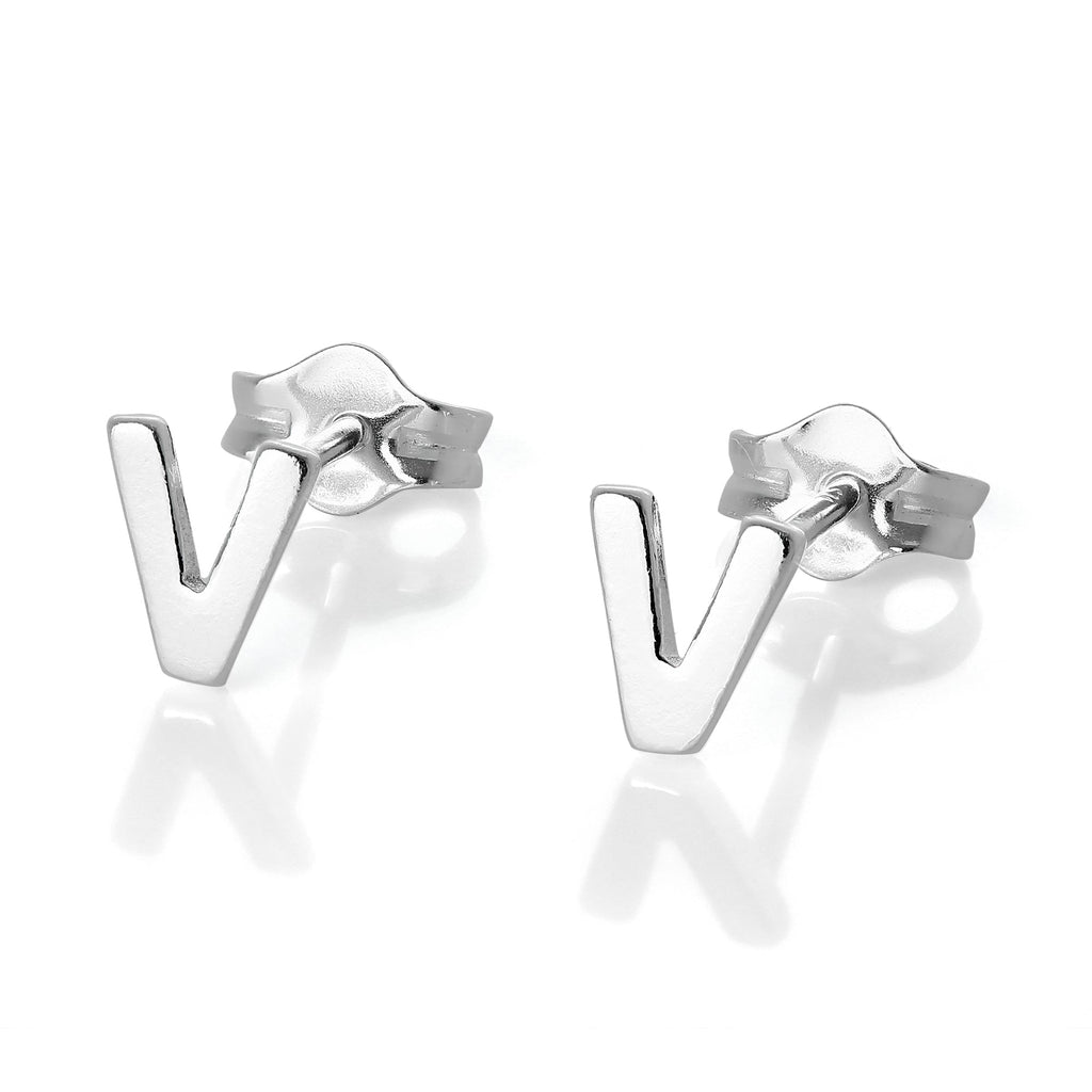 Sterling Silver Alphabet Letter Stud Earrings
