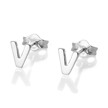 Sterling Silver Alphabet Letter Stud Earrings