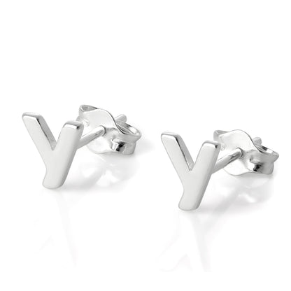 Sterling Silver Alphabet Letter Stud Earrings