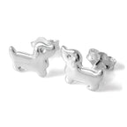 Sterling Silver Dachshund Dog Stud Earrings