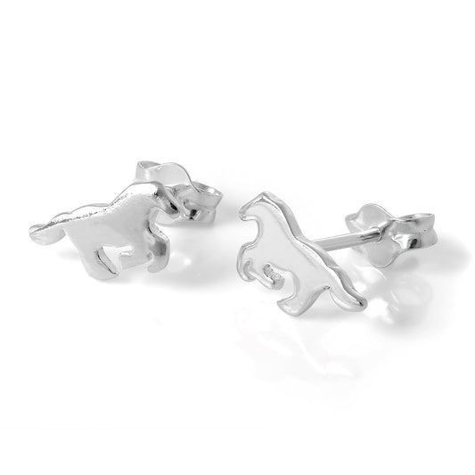 Small Sterling Silver Galloping Horse Stud Earrings