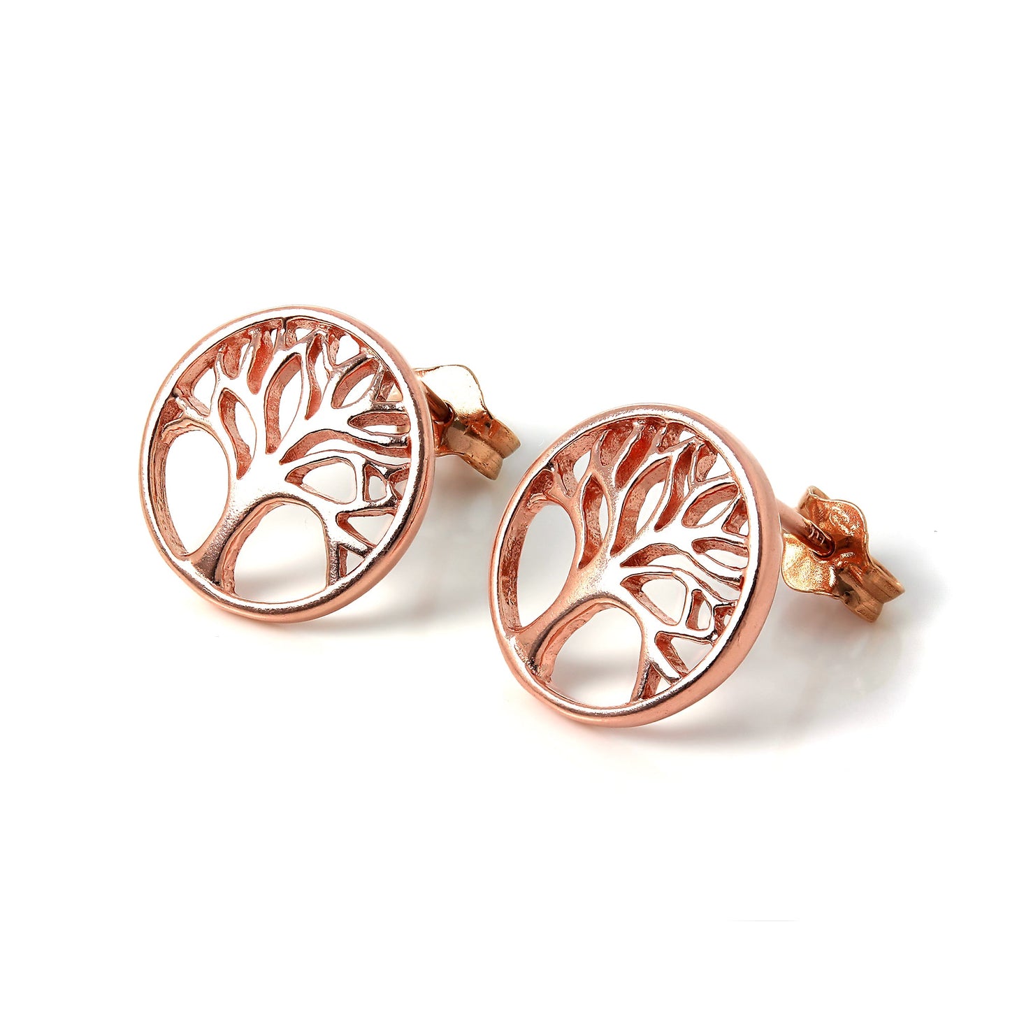 Rose Gold Plated Sterling Silver Tree of Life Stud Earrings