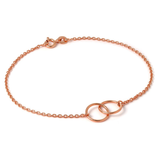 Rose Gold Plated Sterling Silver Fine Belcher Chain Infinity Bracelet