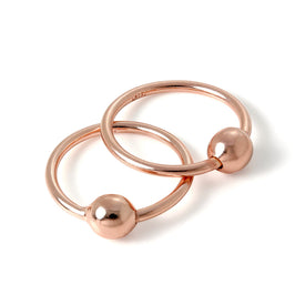 Rose Gold Plated Sterling Silver 15mm Sleeper Hoop Earrings with 4mm Bead Hoops