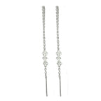 Sterling Silver Triple CZ Crystal Pull Through Earrings