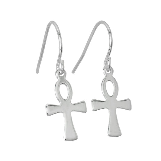 Sterling Silver Ankh Dangle Earrings