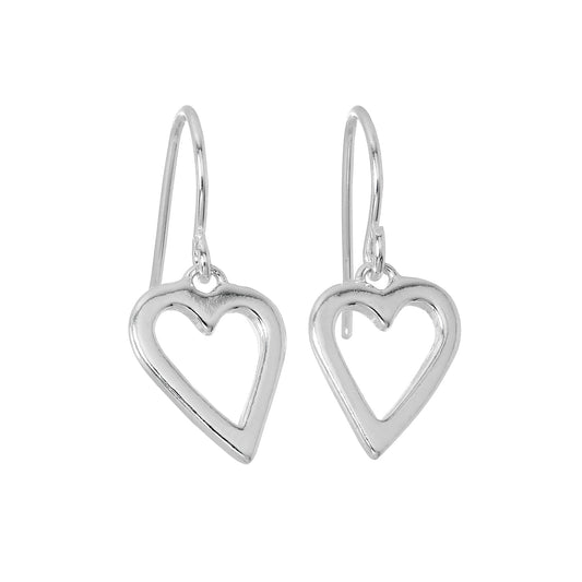 Sterling Silver Cut Out Heart Dangle Earrings