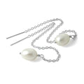 Sterling Silver & Synthetic Pearl Pull Through Chain Earrings