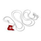 Sterling Silver Enamelled Red Christmas Stocking Pendant Necklace 14 - 28 Inches