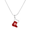 Sterling Silver Enamelled Red Christmas Stocking Pendant Necklace 14 - 28 Inches