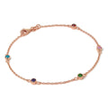 Rose Gold Plated Fine Sterling Silver 7.5 inch Belcher Bracelet with 4mm CZ crystals
