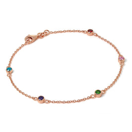 Rose Gold Plated Fine Sterling Silver 7.5 inch Belcher Bracelet with 4mm CZ crystals