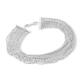 Sterling Silver Box & Bead Chain Multi Strand Cuff Bracelet