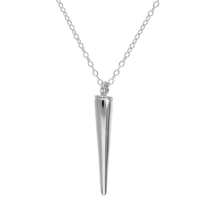 Fine Lightweight Sterling Silver Trace Chain with Cone Pendant Necklace