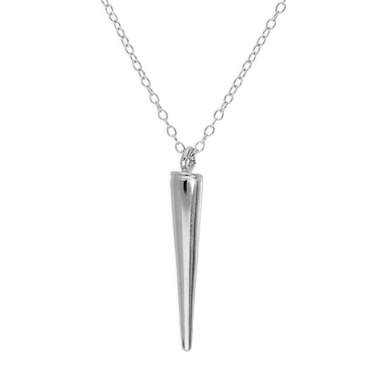Fine Lightweight Sterling Silver Trace Chain with Cone Pendant Necklace