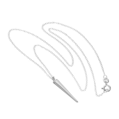 Fine Lightweight Sterling Silver Trace Chain with Cone Pendant Necklace