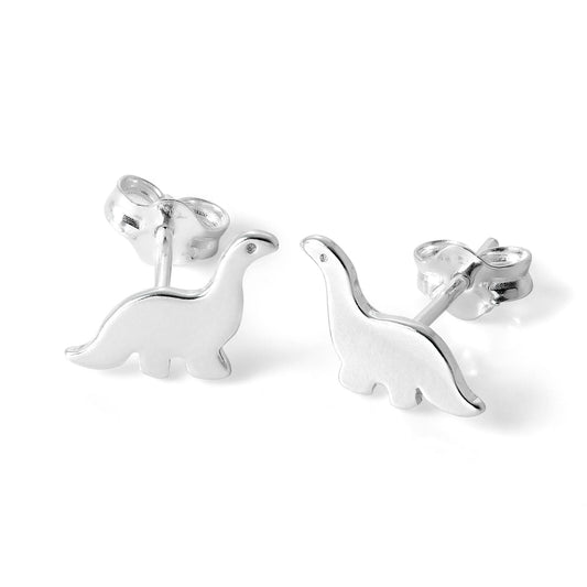 Simple Sterling Silver Dinosaur Stud Earrings