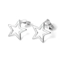 Sterling Silver Open Star Stud Earrings