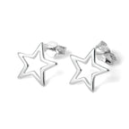 Sterling Silver Open Star Stud Earrings