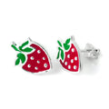 Sterling Silver & Enamel Strawberry Stud Earrings