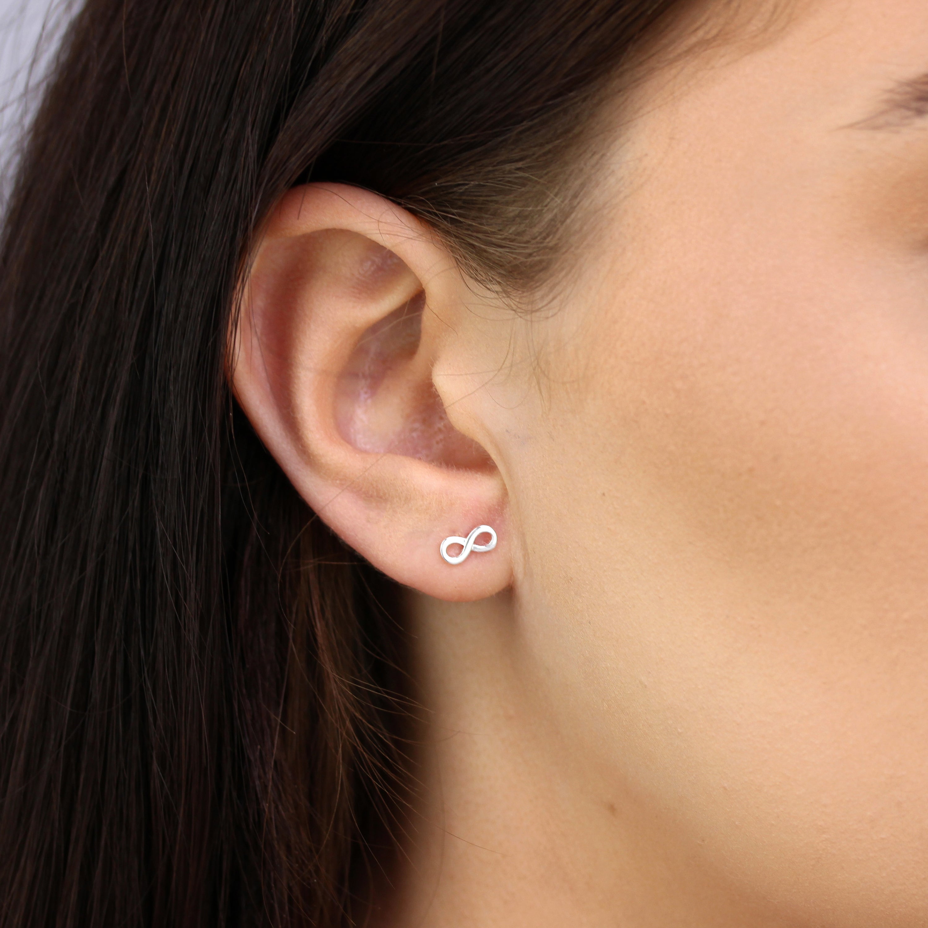 Sterling Silver Infinity Stud Earrings