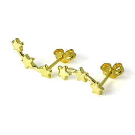 Gold Plated Sterling Silver Triple Shooting Star Stud Earrings