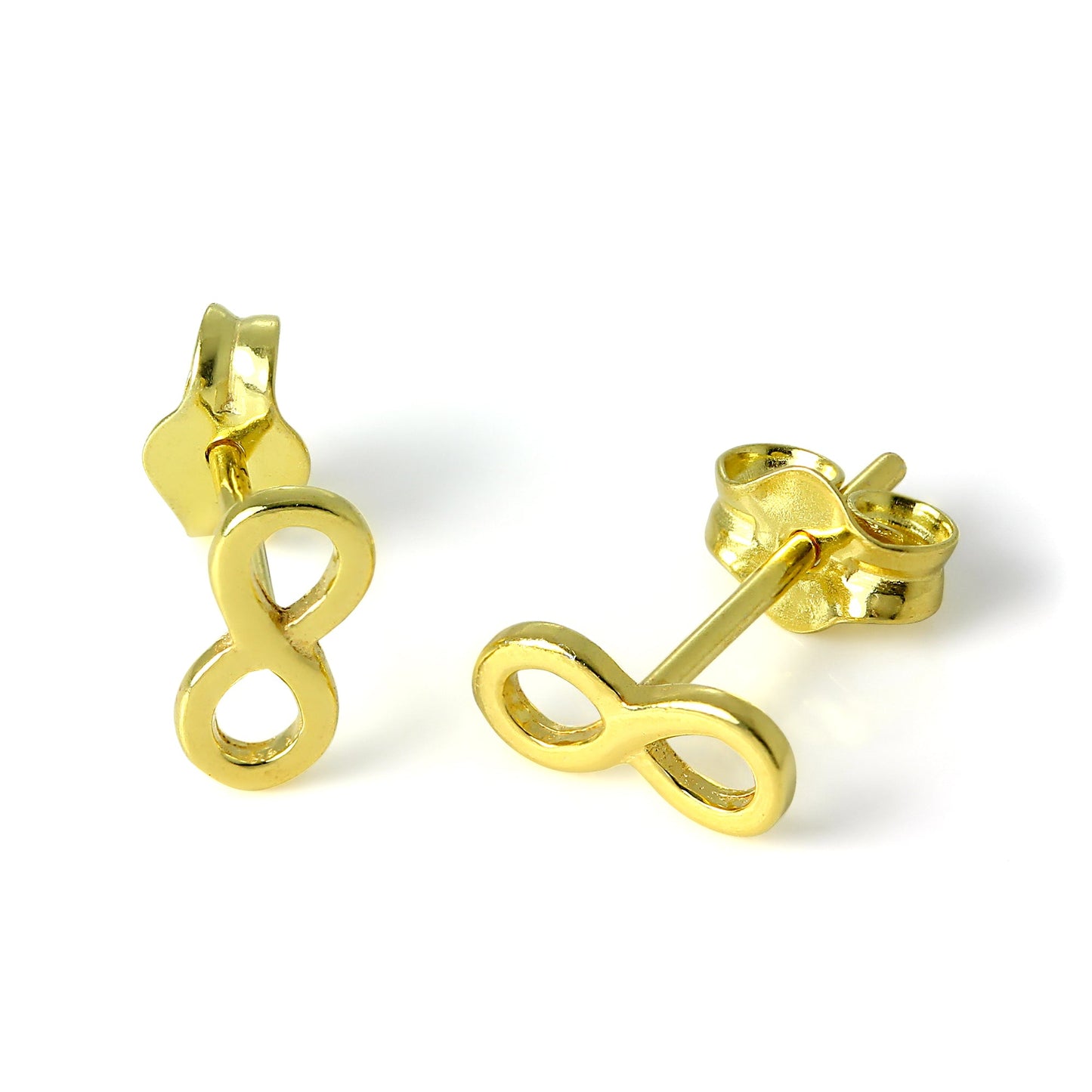 Small Gold Plated Sterling Silver Infinity Loop Stud Earrings
