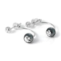 Diamond Cut Sterling Silver Ear Jacket Stud Earrings with CZ Crystal
