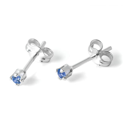 Sterling Silver & 2mm Round CZ Crystal Stud Earrings