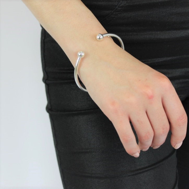 Sterling Silver Adult 65mm Hollow Torque Bangle