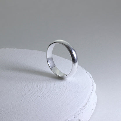 Sterling Silver 4mm D Shaped Wedding Band Ring Size I - Z+6