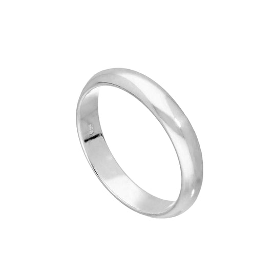 Sterling Silver 4mm D Shaped Wedding Band Ring Size I - Z+6