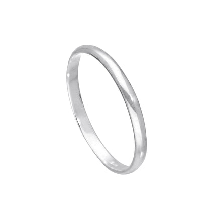 Sterling Silver 2mm D Shaped Wedding Band Ring Size E - W