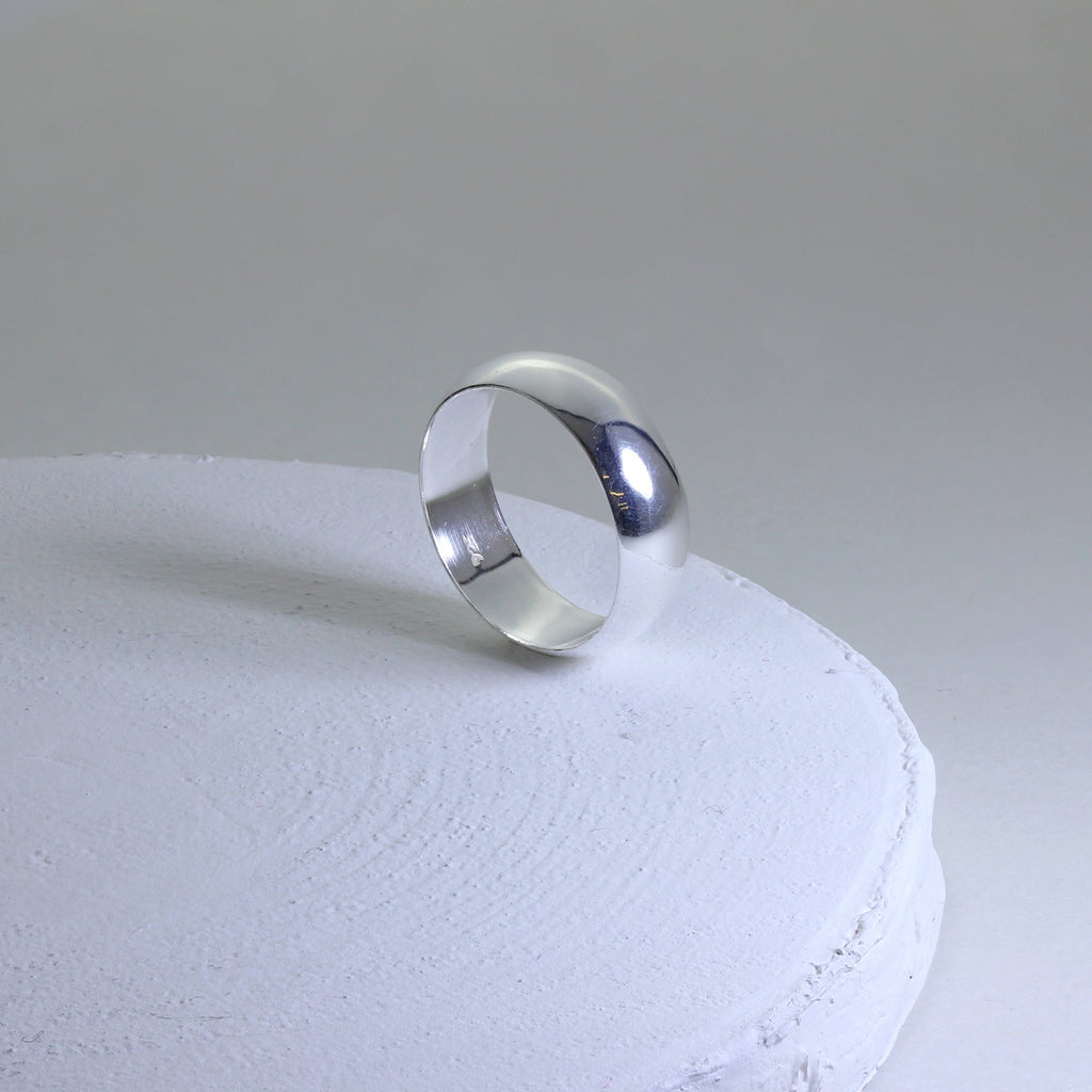 Sterling Silver 5mm D Shaped Wedding Band Ring Size I - Z+5