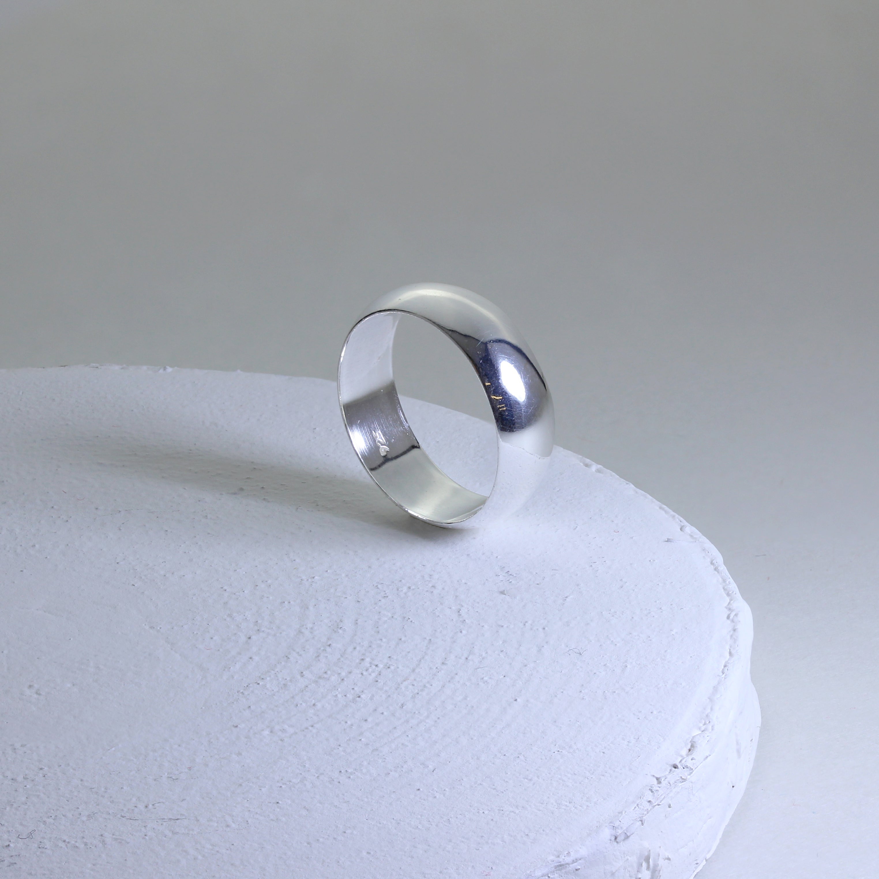 Sterling Silver 5mm D Shaped Wedding Band Ring Size I - Z+5