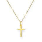 Gold Plated Sterling Silver 18 Inch Cross Necklace