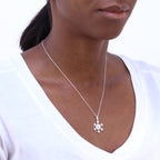 Large Sterling Silver & CZ Crystal Snowflake 18 Inch Necklace